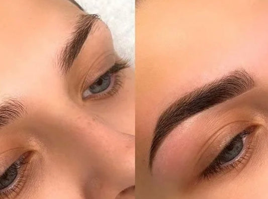 Brow shaping and keratin liquid dye service